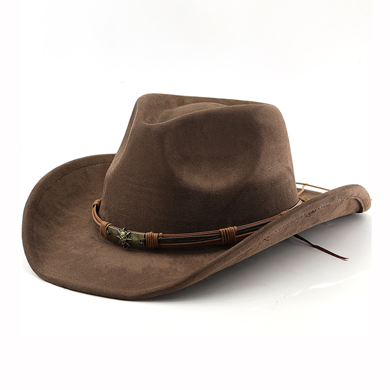 Cowboy Hat Straw - Sombrero de vaquero occidental de gamuza