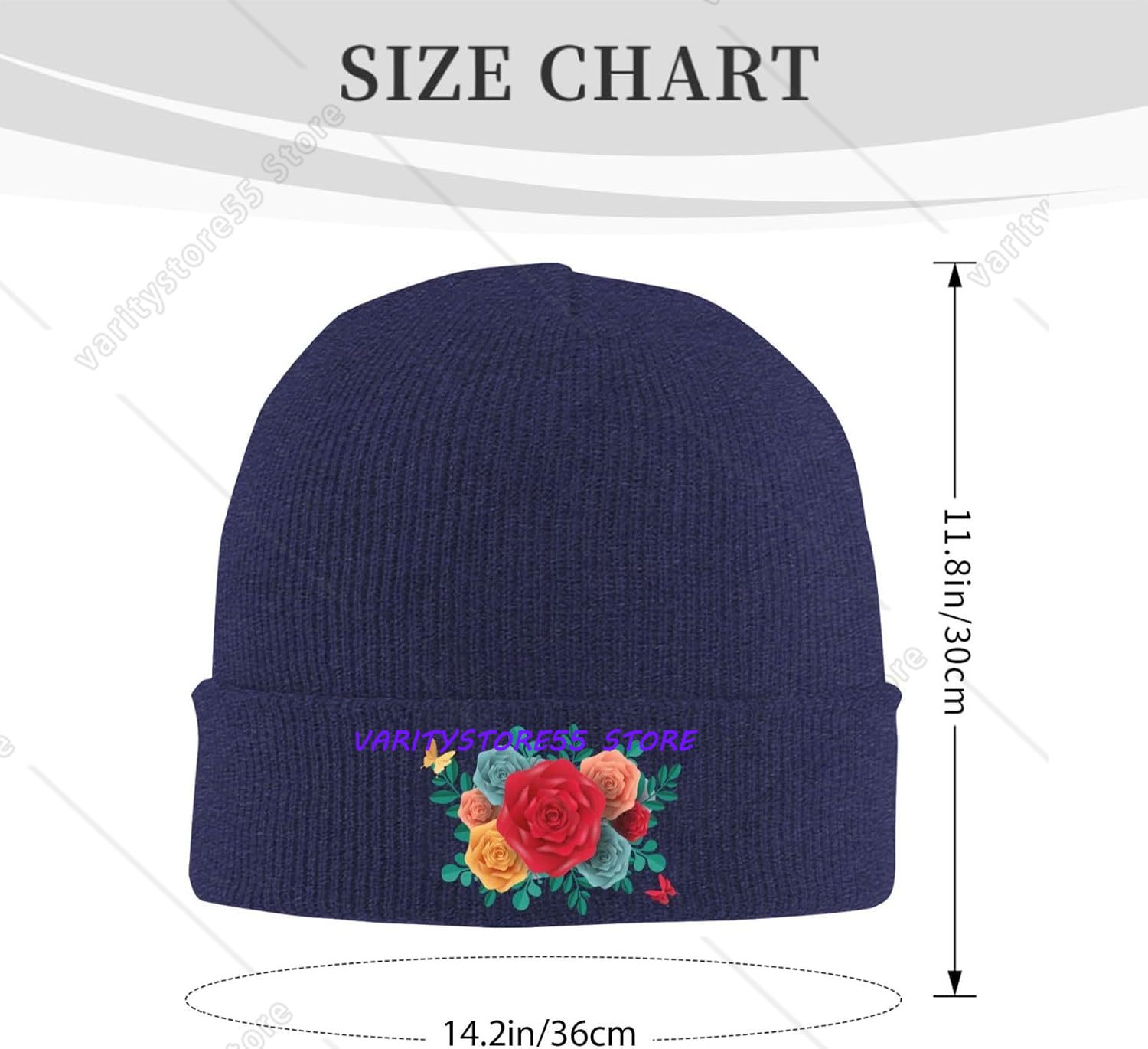 Gorro de Punto con Rosas Color - Beanie Cuffed Knit reseña y precio