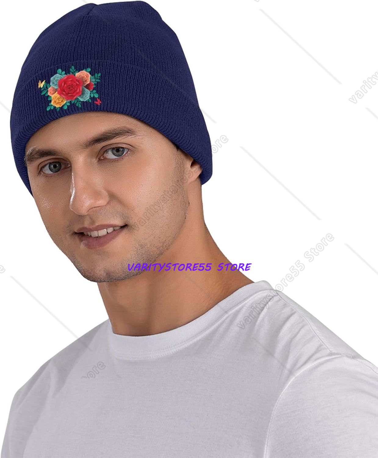 Gorro de Punto con Rosas Color - Beanie Cuffed Knit reseña y precio